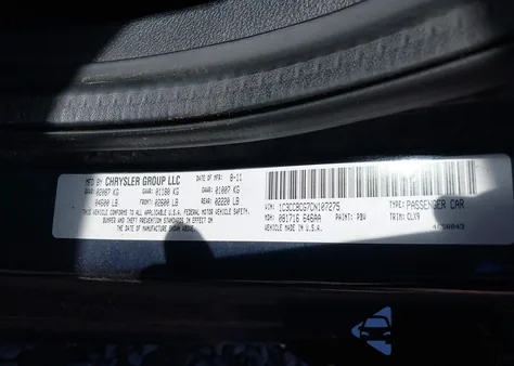 2012 Chrysler 200 Limited from USA, damaged, VIN 1C3CCBCG7CN107275